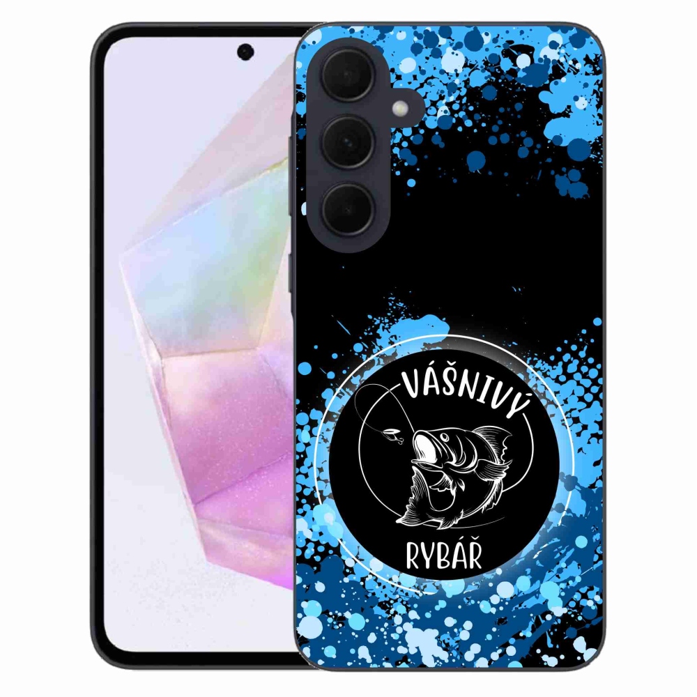 Gél borító mmCase Samsung Galaxy A35 5G - szenvedélyes halász fekete háttérrel