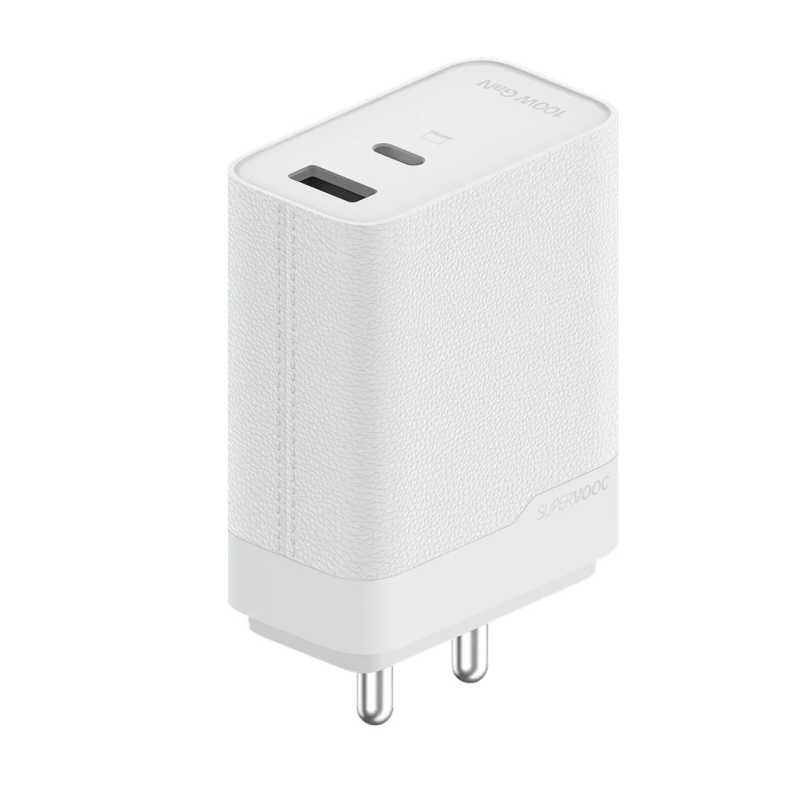 Oppo SuperVOOC USB-C 100 W-os utazó töltő + USB-C adatkábel, fehér
