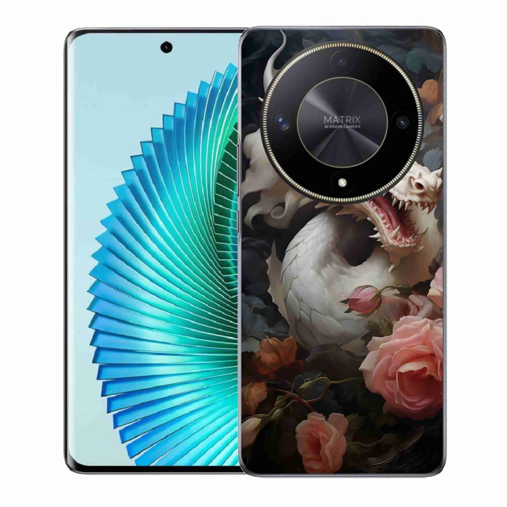Zselés borítás mmCase a Honor Magic 6 Lite 5G készülékhez - fehér sárkány