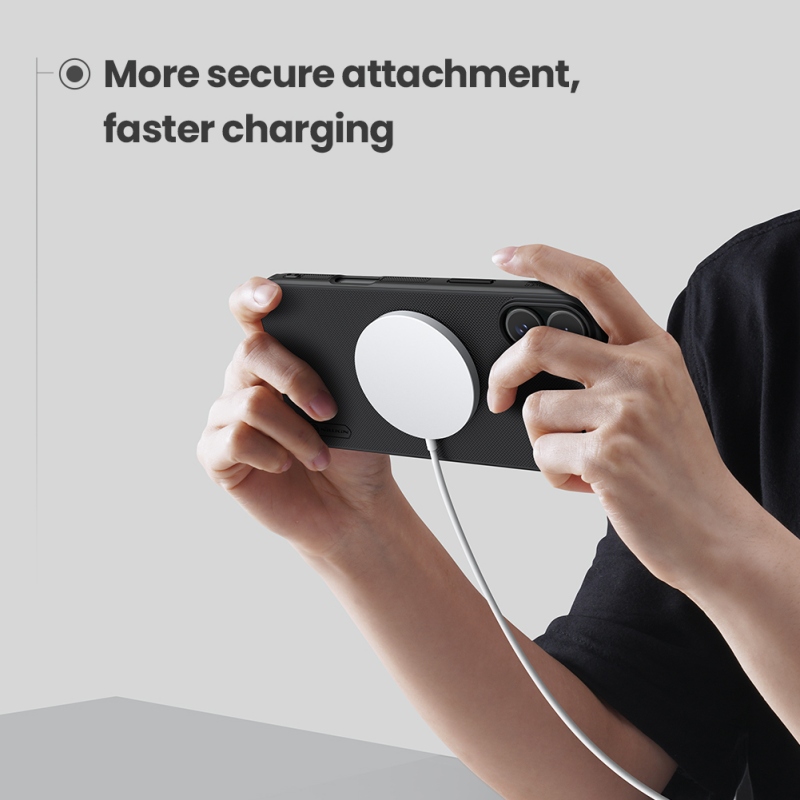 Nillkin Super Frosted PRO mágneses hátlap az Apple iPhone 16 készülékhez Fekete