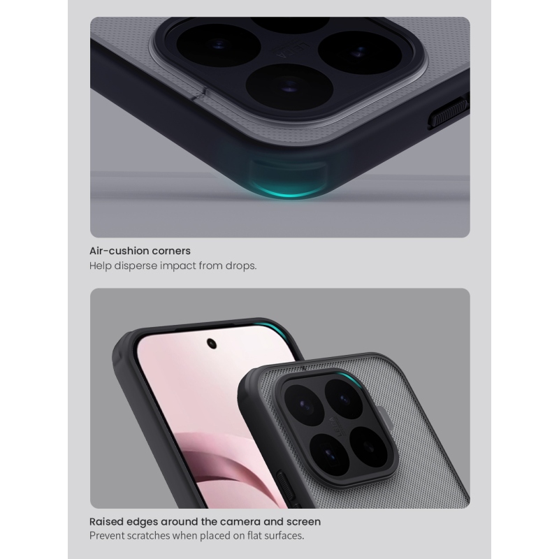 Nillkin Super Frosted PRO hátsó tok a Xiaomi 17T-hez, átlátszó fekete
