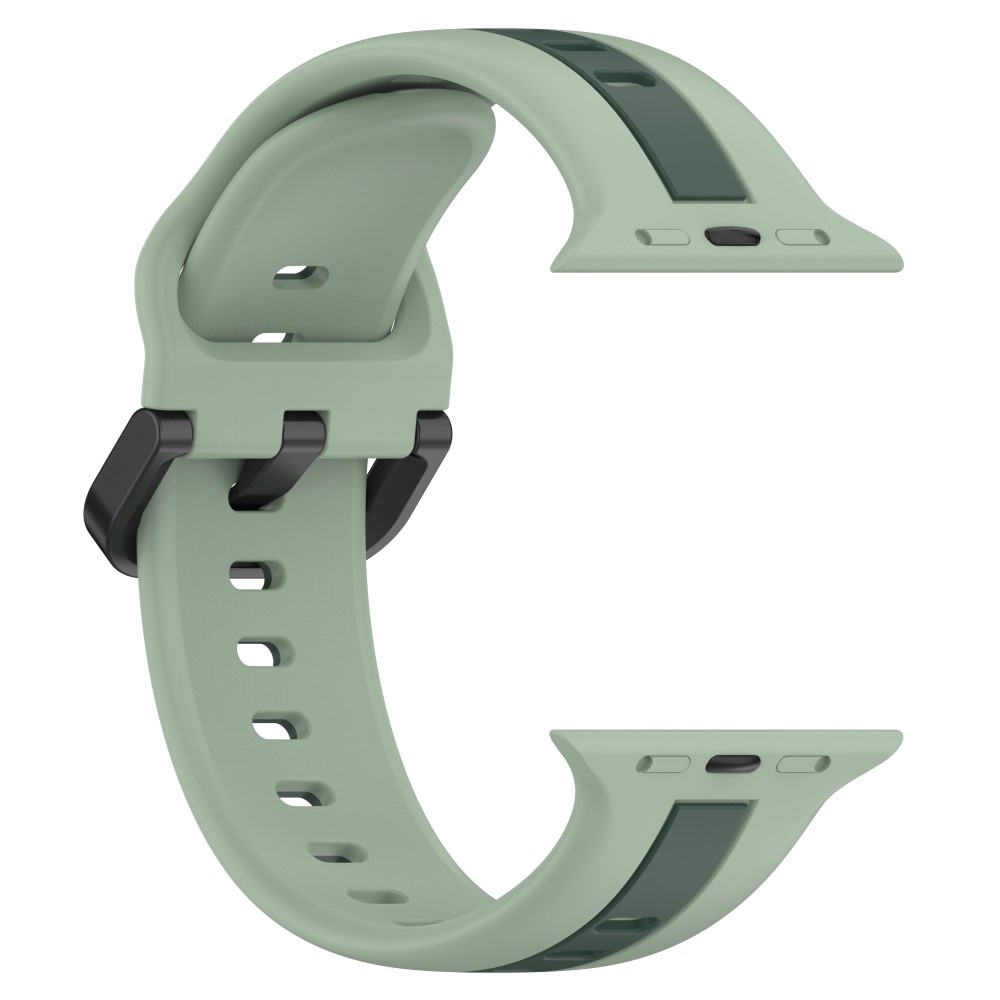 Szíj szilikon szíj Apple Watch Ultra/Ultra 2 49mm/SE/SE 2022/2023 44mm/9/8/7 45mm/6/5/4 44mm/3/2/1 42 mm-es órához - zöld/sötétzöld színű