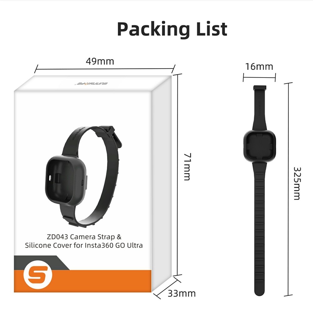 Sunnylife szilikon védőtok kézpánttal Insta360 GO Ultra készülékhez - fekete