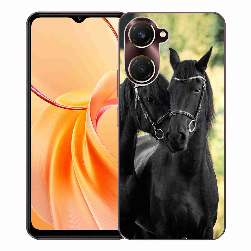 Gél borítás mmCase a Vivo Y28s 5G-n - két fekete ló