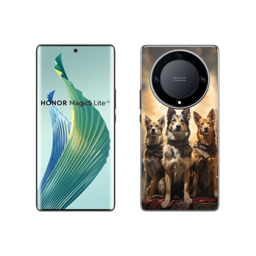 Zselés borítás mmCase a Honor Magic 5 Lite 5G számára - három kutya