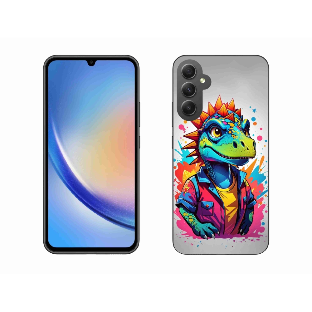 Zselés borítás mmCase Samsung Galaxy A34 5G - színes dinoszauruszhoz