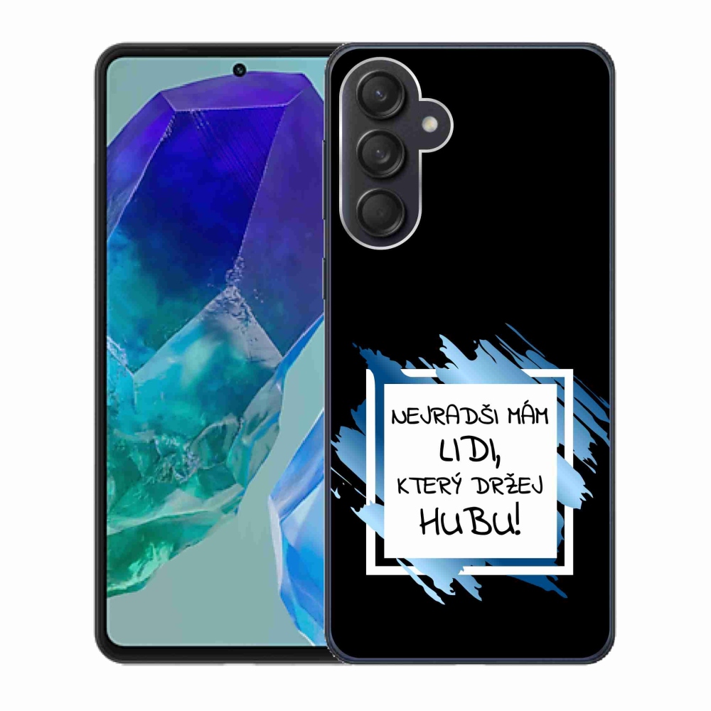 Gél borító mmCase Samsung Galaxy M55 5G - vicces szöveg 7 fehér és fekete háttérrel