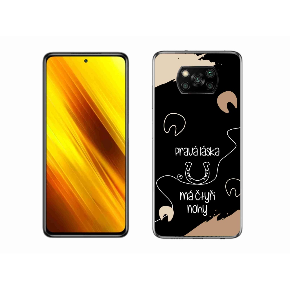 Gél borítás mmCase a Xiaomi Poco X3 Pro számára - ló motívum fekete háttérrel