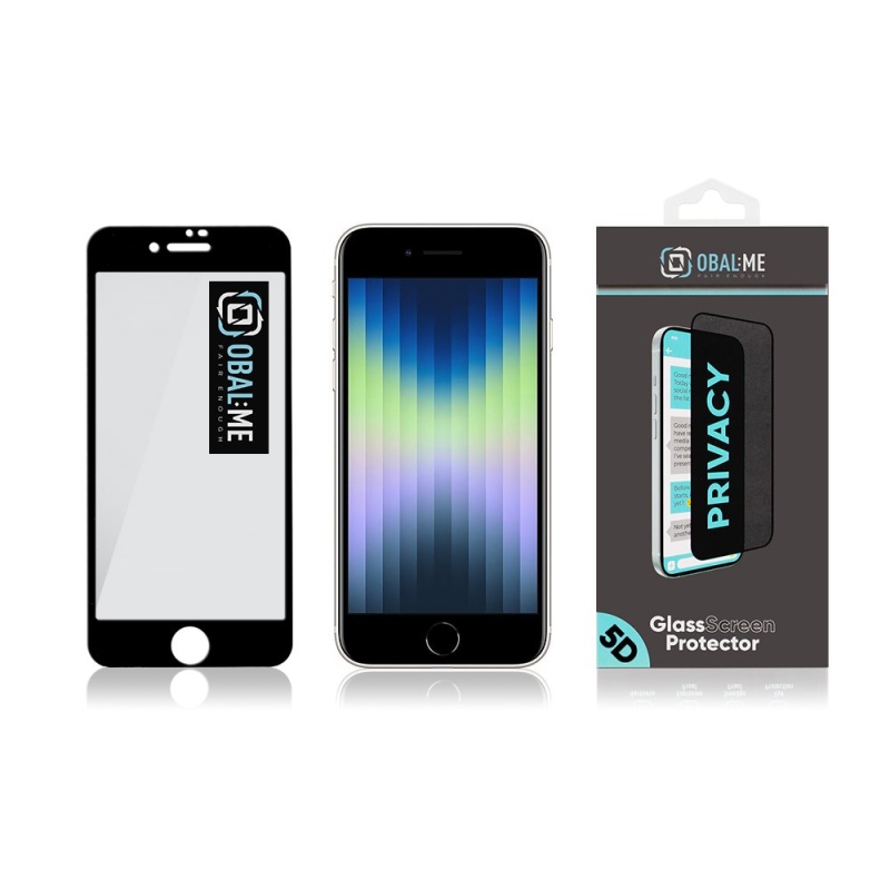 CSOMAG:ME Privacy 5D edzett üveg Apple iPhone 7/8/SE2020/SE2022 Fekete