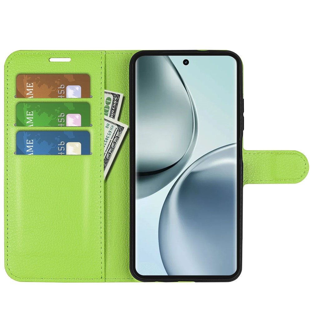 Litchi könyvtáska a Realme 14 Pro 5G készülékhez - zöld