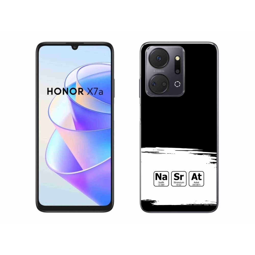 Gél borító mmCase a Honor X7a számára - kémiai elemek fehér és fekete háttérrel