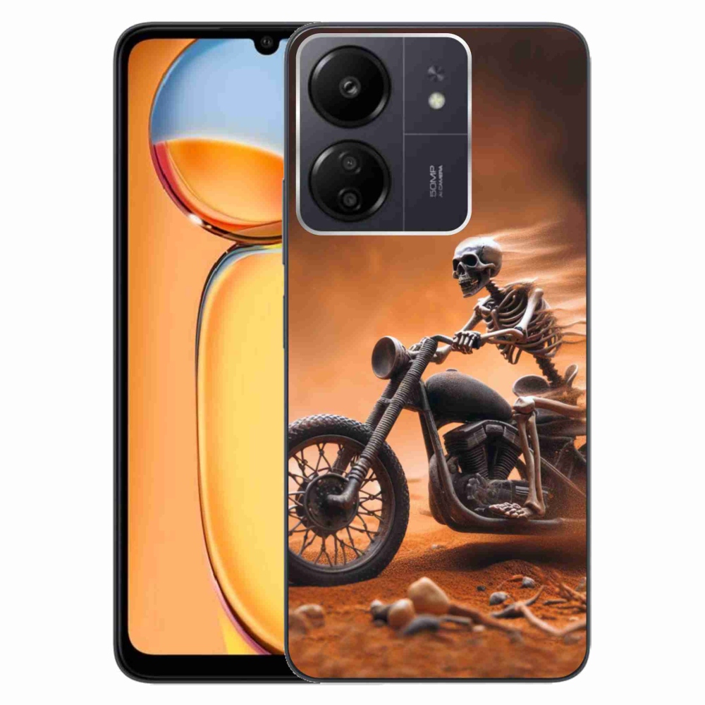 Gél borítás mmCase a Xiaomi Poco C65/Redmi 13C számára - csontváz egy motorkerékpáron
