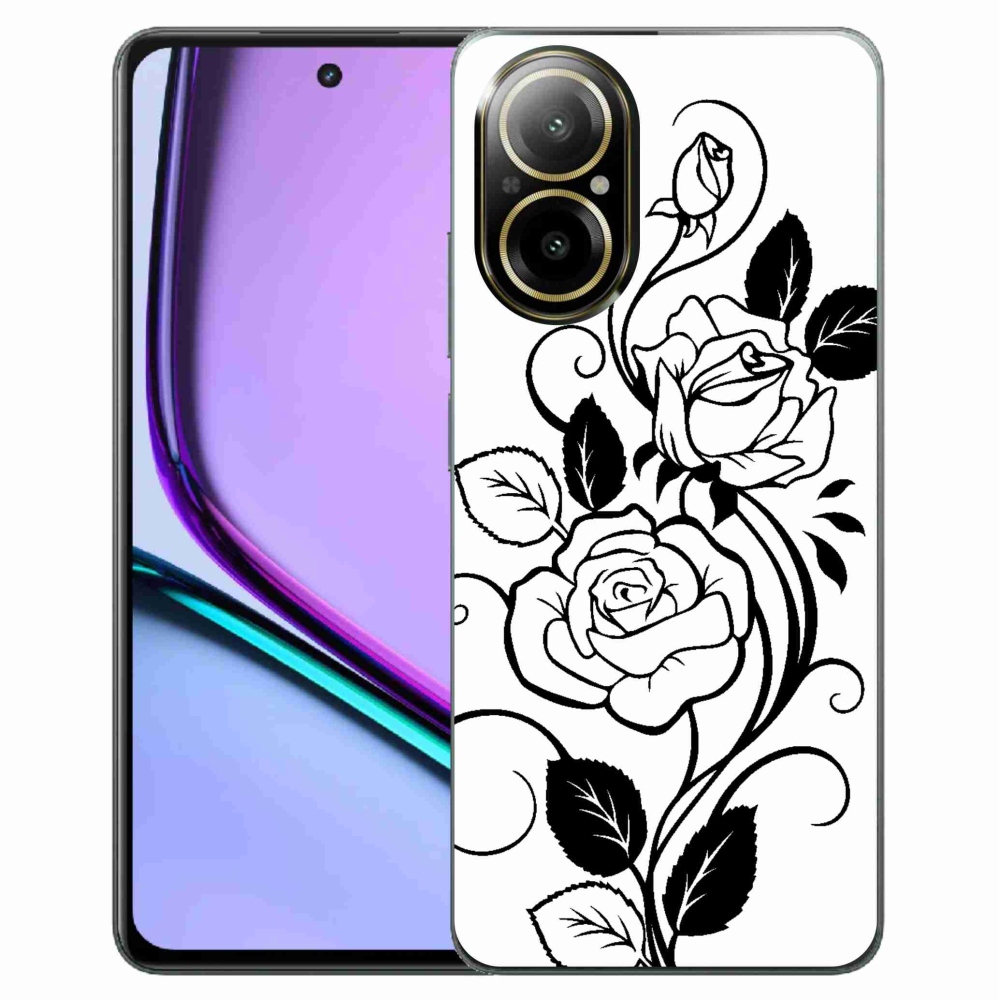 Zselés borítás mmCase a Realme C67 készülékhez - fekete és fehér rózsa