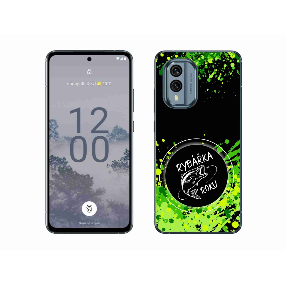 Zselés borító mmCase a Nokia X30 5G készülékhez - Az év horgásza fekete háttérrel