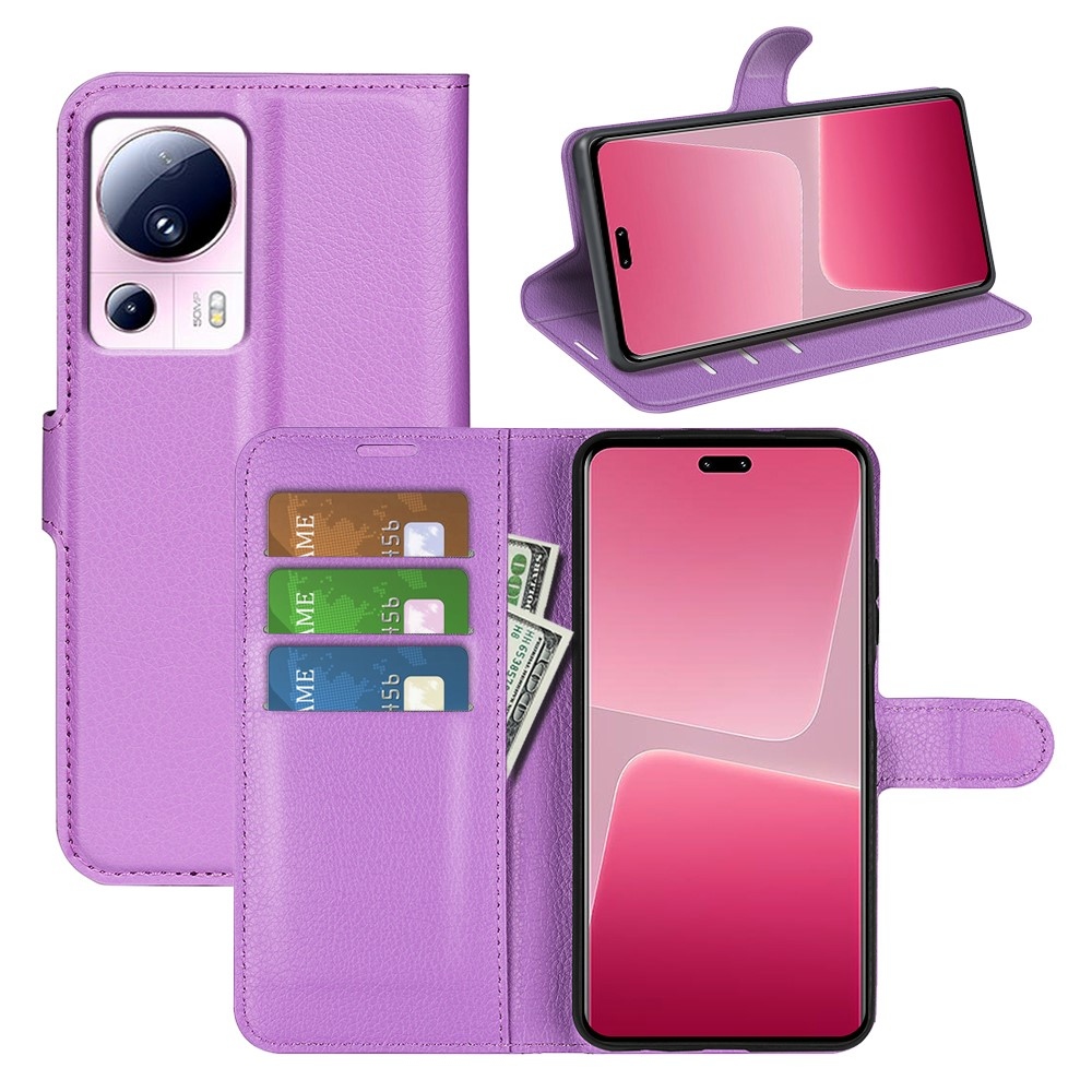 Litchi könyv tok Xiaomi 13 Lite-hoz - lila