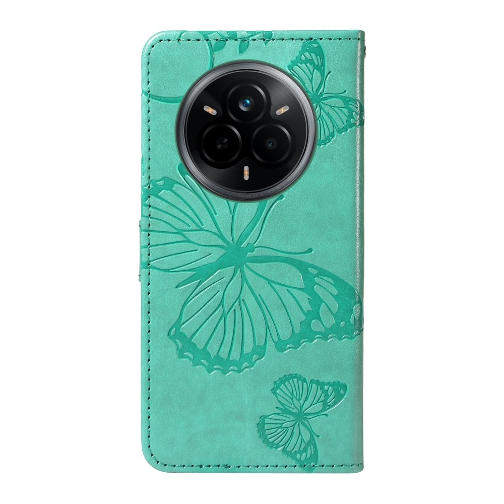Nagy pillangó könyvtáska a Realme 14 Pro 5G készülékhez - teal színű