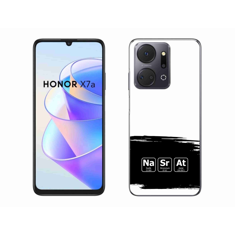 Gél borító mmCase a Honor X7a számára - kémiai elemek fekete és fehér háttérrel