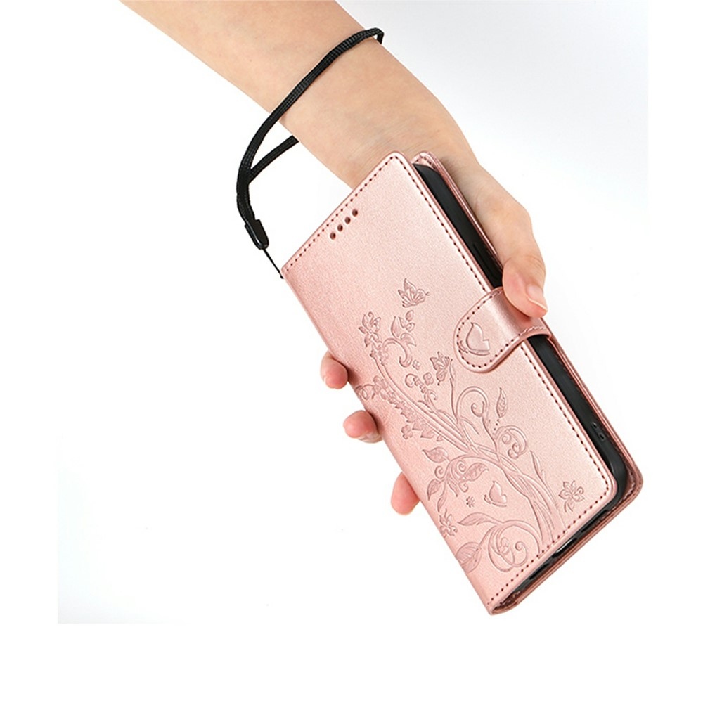 Virágos könyves tok Xiaomi Redmi 15 5G (169mm) - rózsaarany