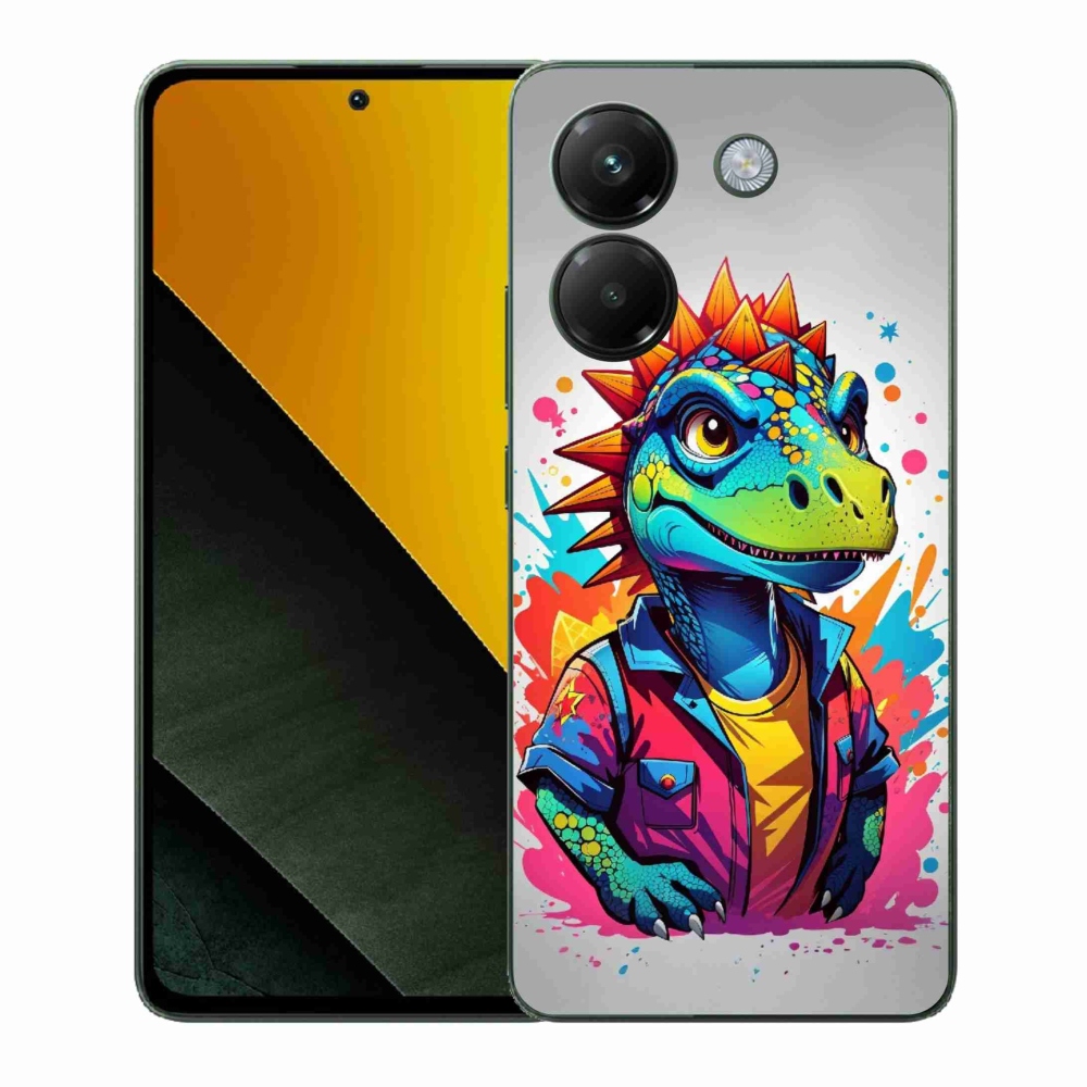 Gél borítás mmCase a Xiaomi Poco M7 Pro 5G számára - színes dinoszaurusz