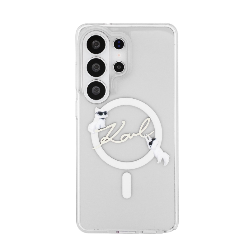 Karl Lagerfeld IML Choupette Karl Script Logo mágneses hátlap Samsung Galaxy S26 Ultra átlátszó