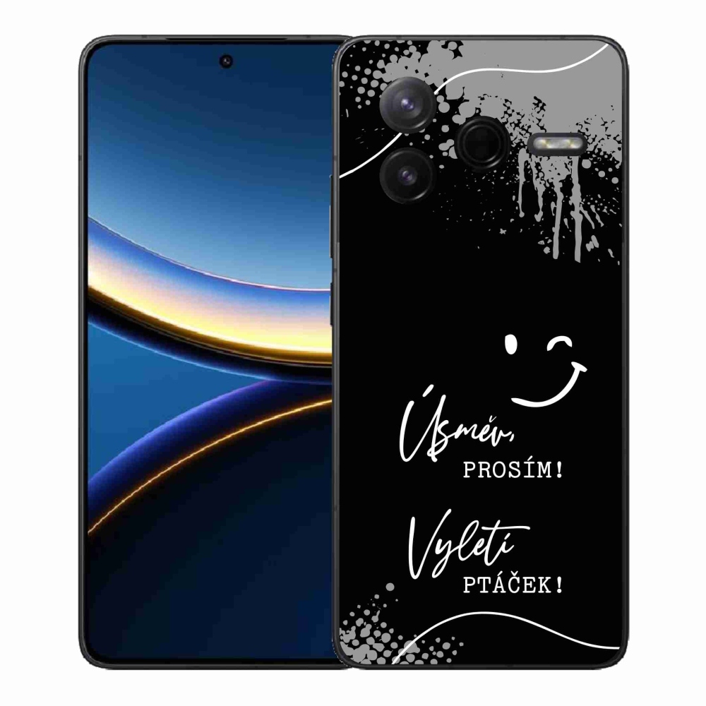 Gél borító mmCase a Xiaomi Poco F7 Pro számára - vicces szöveg 4 fekete háttérrel