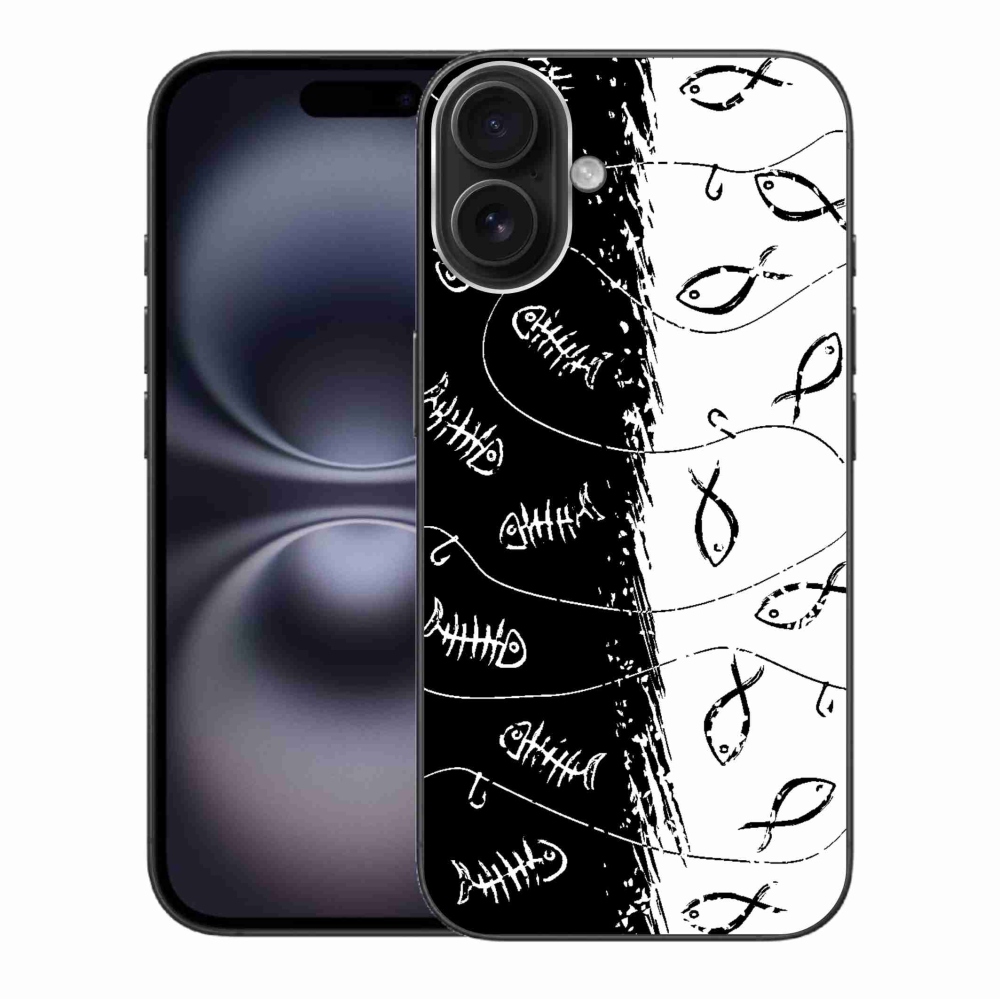 Zselés borítás mmCase iPhone 16 Plus készülékhez - csontvázak és halak