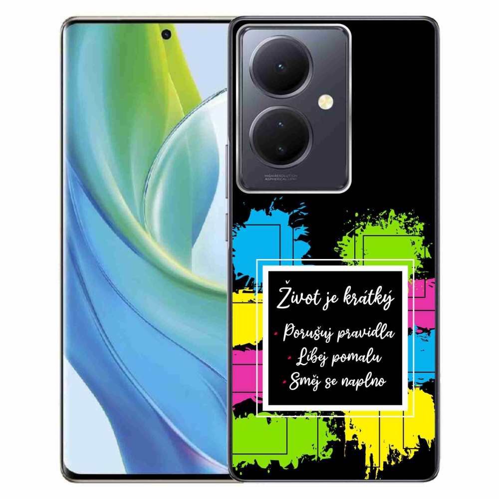Gél borítás mmCase a Vivo V29 Lite 5G-n - Idézet 5 fekete háttér