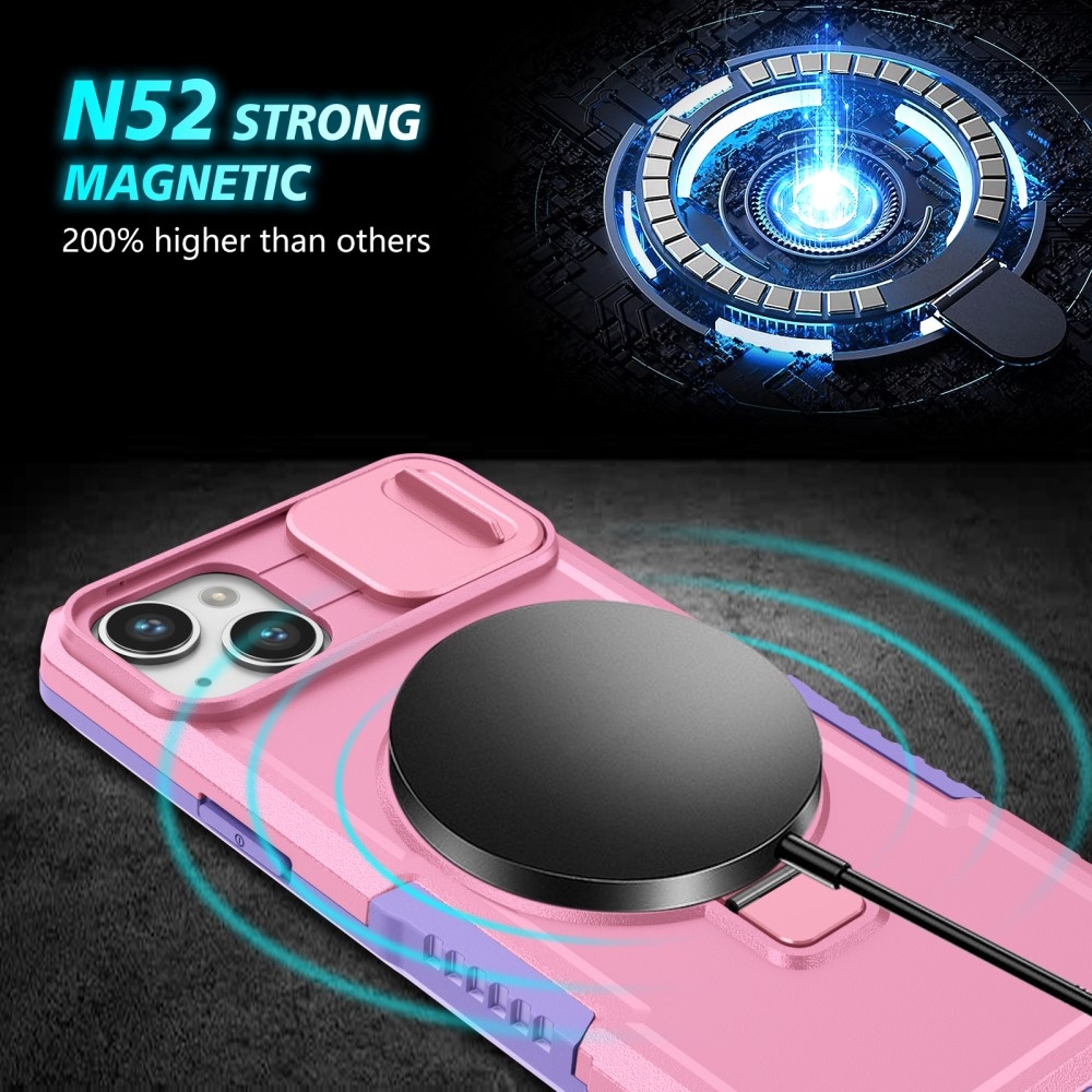 Fulcrum tartós borító kameravédelemmel és MagSafe funkcióval iPhone 14 készülékhez - lila/rózsaszín