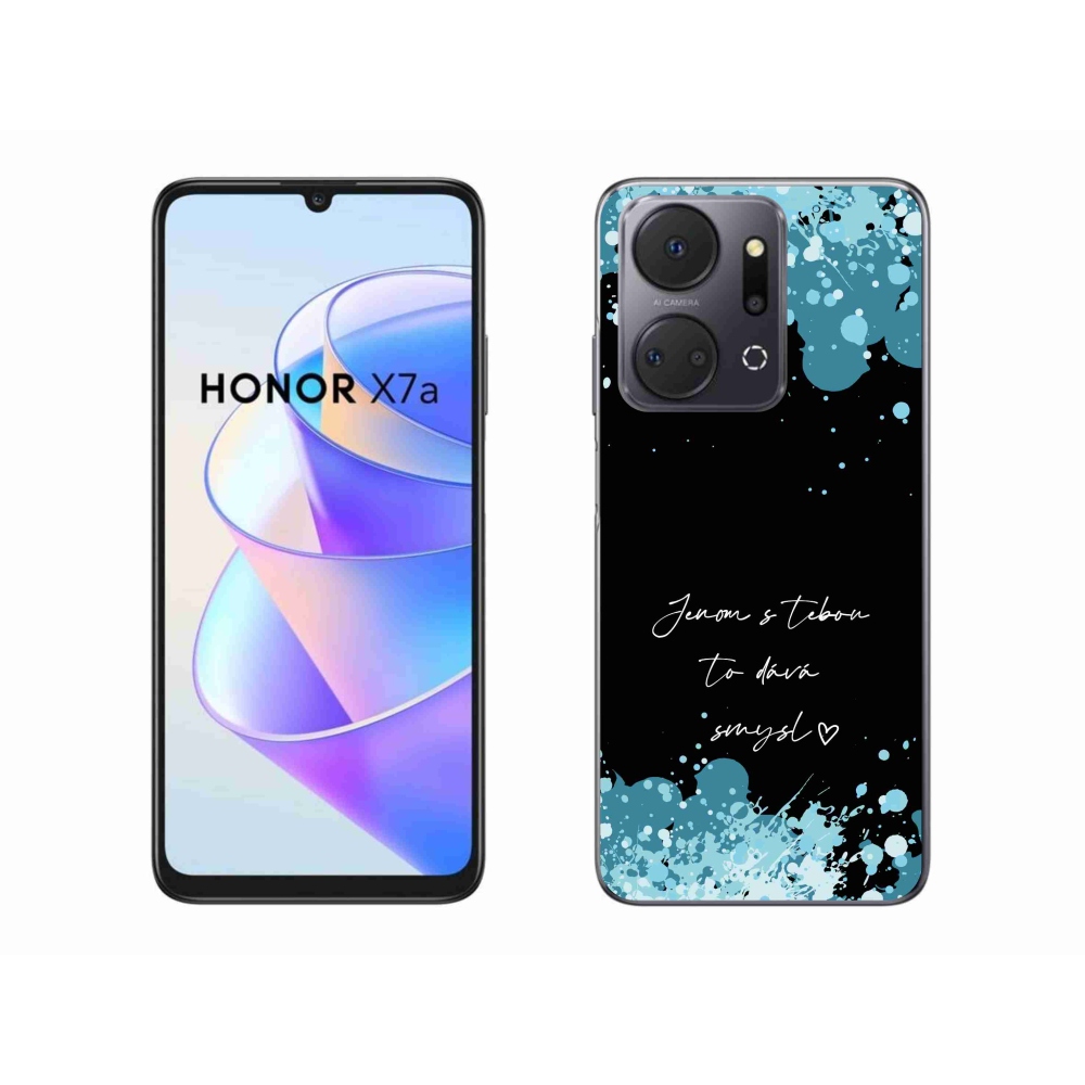 Gél borító mmCase a Honor X7a számára - szöveg szerelemben fekete háttérrel