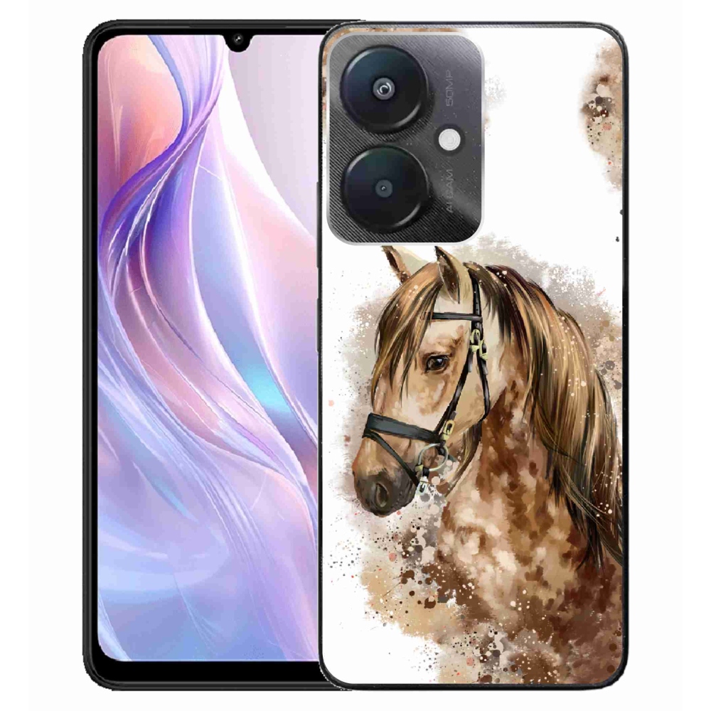 Gél borító mmCase a Xiaomi Redmi 13C 5G számára - barna rajzfilm ló