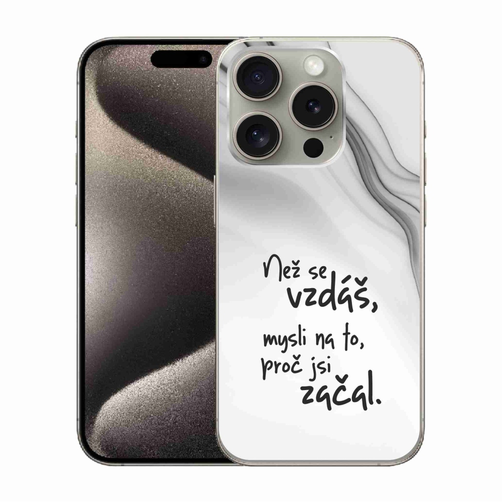 Zselés borítás mmCase iPhone 15 Pro készülékhez - idézet 2 fehér háttér