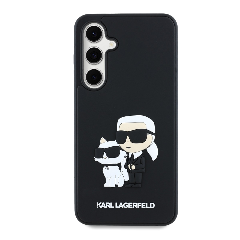 Karl Lagerfeld 3D gumiból készült Karl és Choupette hátlap Samsung Galaxy S24 FE Fekete