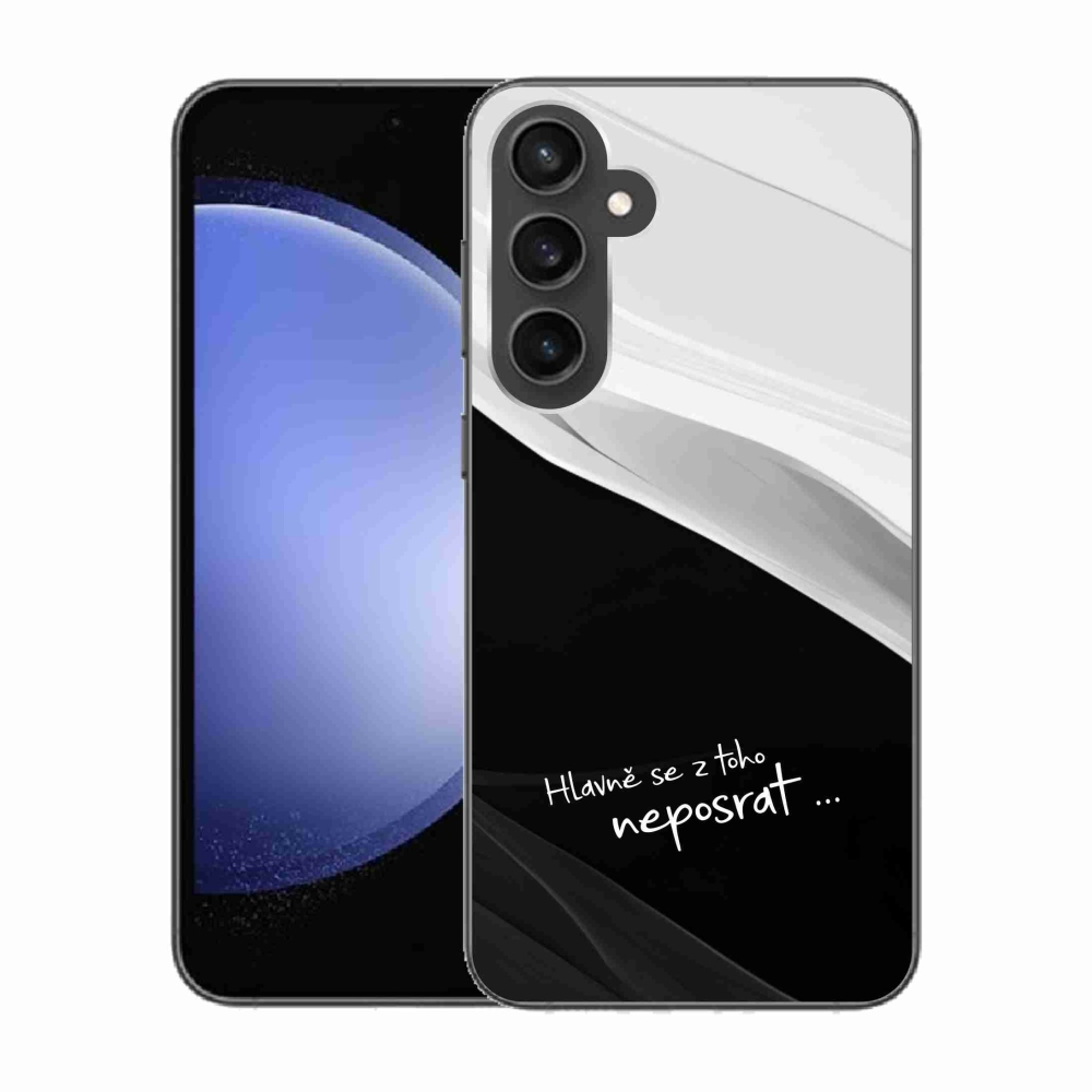 Gél borítás mmCase Samsung Galaxy S23 FE készülékhez - vicces szöveg 13 fekete és fehér háttérrel