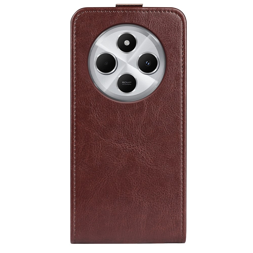 Függőleges könyvtáska Xiaomi Redmi 14C/Poco C75-hez - barna színben