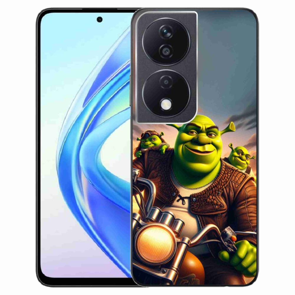 Zselés borítás mmCase a Honor X7b/Honor 90 Smart számára - Shrek egy motorkerékpáron