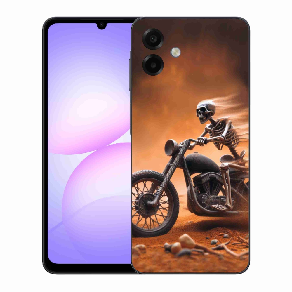 Gél borítás mmCase Samsung Galaxy A07 4G - csontváz egy motorkerékpáron