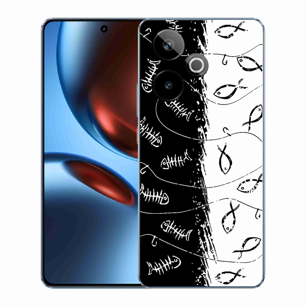 Rugalmas zselés tok mmCase képpel a Realme GT 7 5G/GT 7T 5G számára - csontvázak és halak