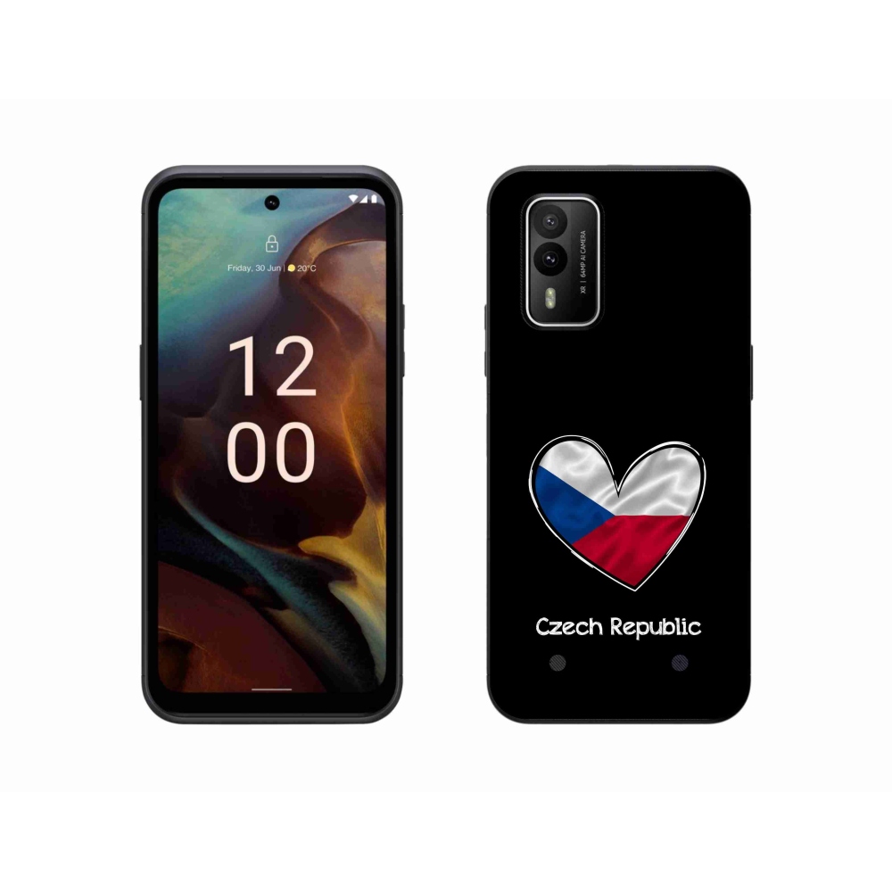 Zselés borító mmCase a Nokia XR21 készülékhez - zászlós szív fekete háttérrel