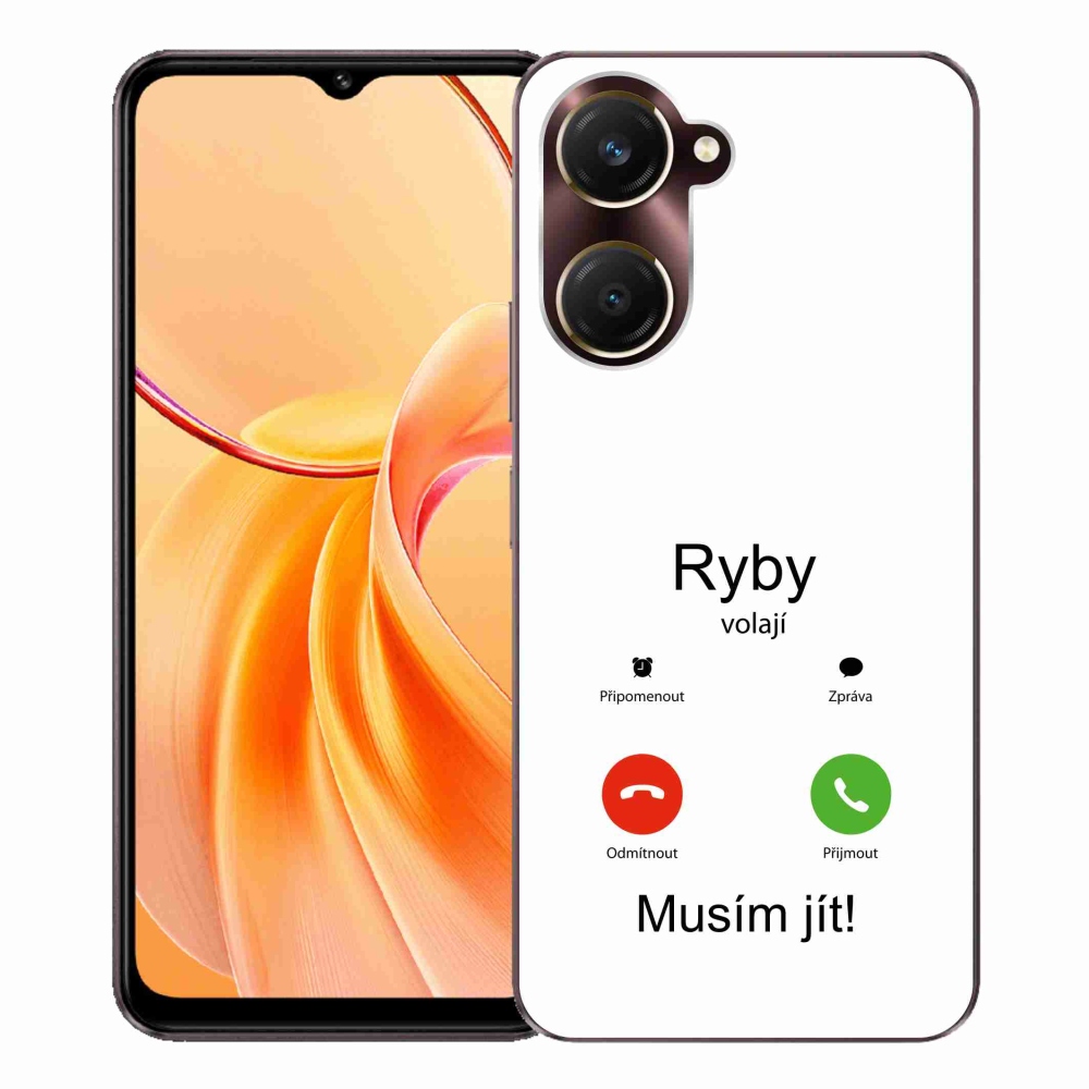 Gél borító mmCase a Vivo Y28s 5G-n - hal hívás fehér háttérrel