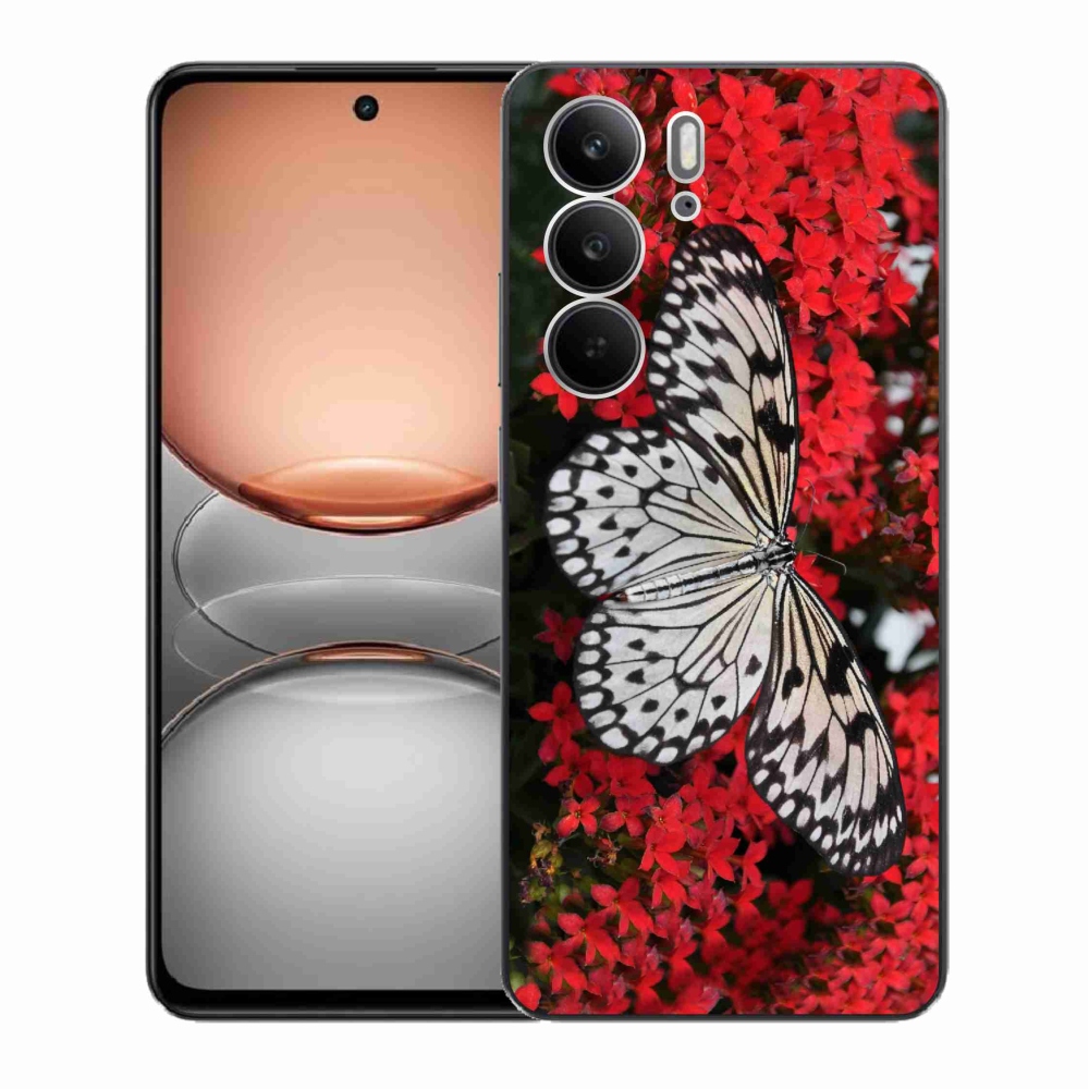 Zselés tok mmCase a Realme C75 készülékhez - fekete-fehér pillangó 1