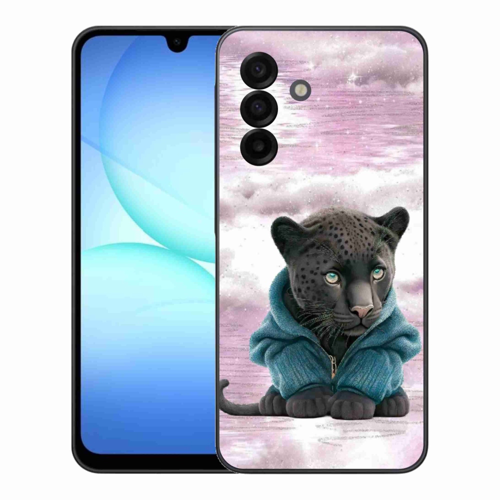 Zselés borítás mmCase Samsung Galaxy A17 4G/5G - fekete párduc pulóverben