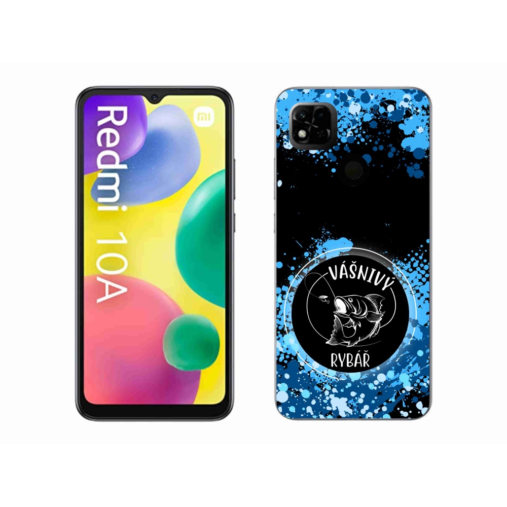 Gél borító mmCase a Xiaomi Redmi 10A számára - szenvedélyes halász fekete háttérrel