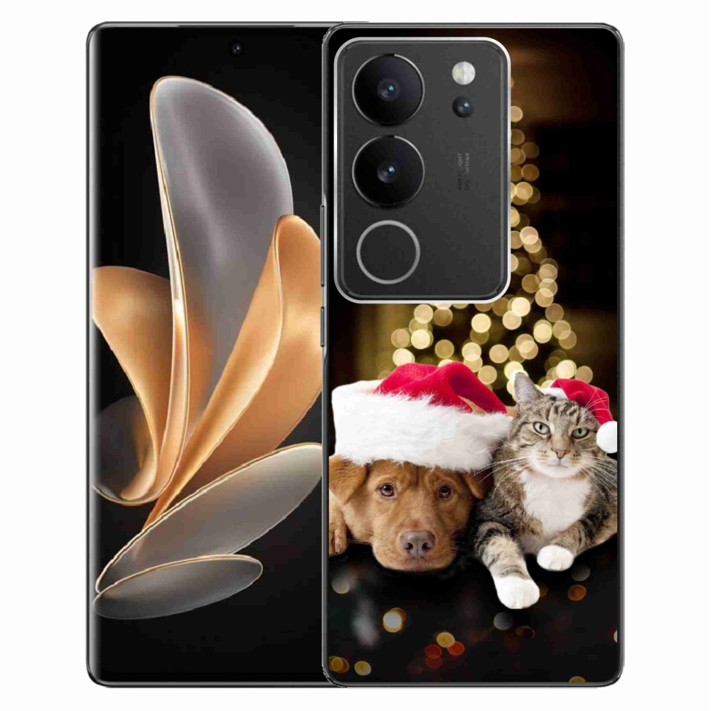 Gél borító mmCase a Vivo V29 5G-n - Karácsonyi kutya és macska