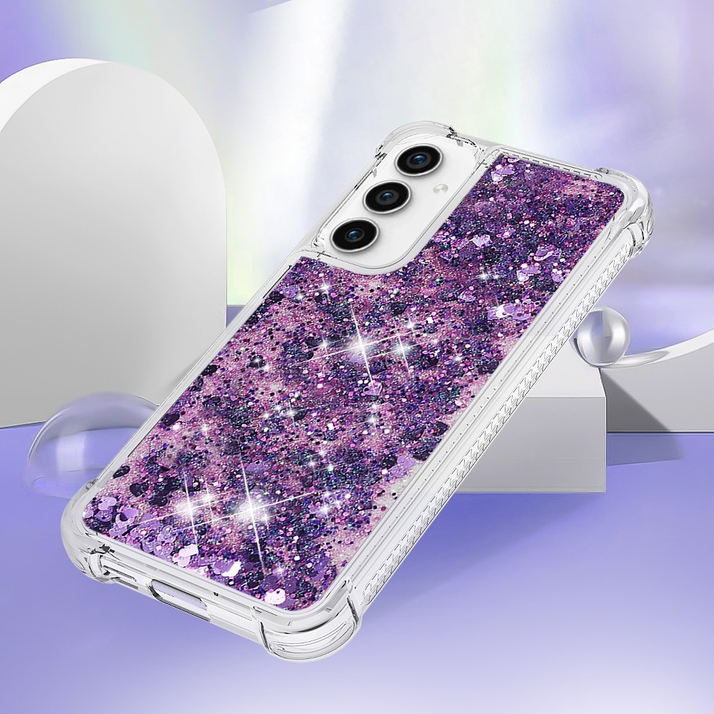 Glitter zselés homokóra tok Samsung Galaxy S23 FE készülékhez - sötét lila/szív