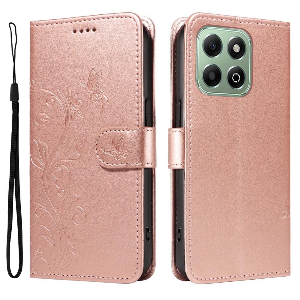 Virágos könyv tok a Honor X6b készülékhez - rózsaarany