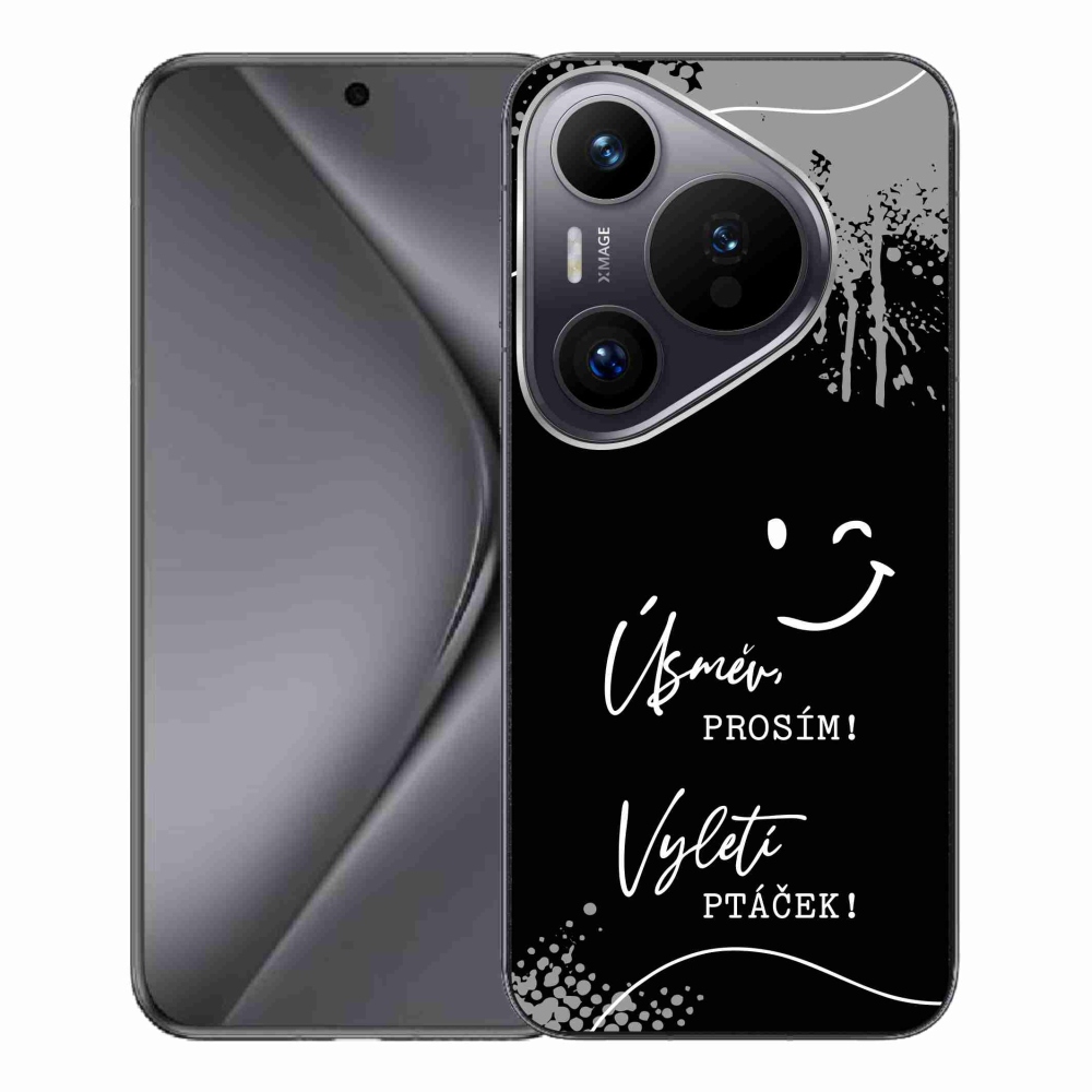 Gél borító mmCase a Huawei Pura 70 Pro készülékhez - vicces szöveg 4 fekete háttér