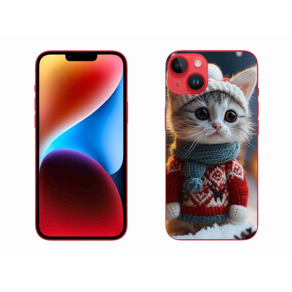 Zselés borítás mmCase iPhone 14 Plus készülékhez - cica pulóverben