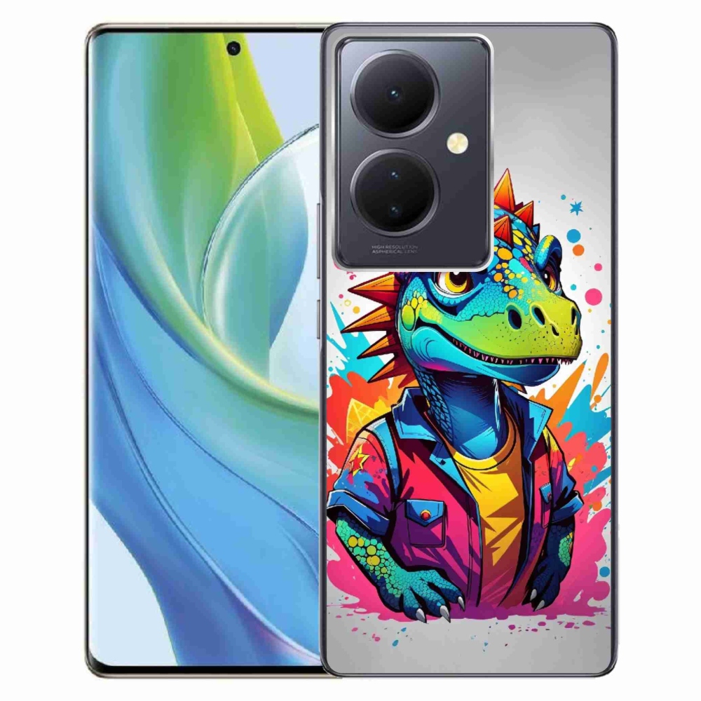 Gél borító mmCase a Vivo V29 Lite 5G-n - színes dinoszauruszok