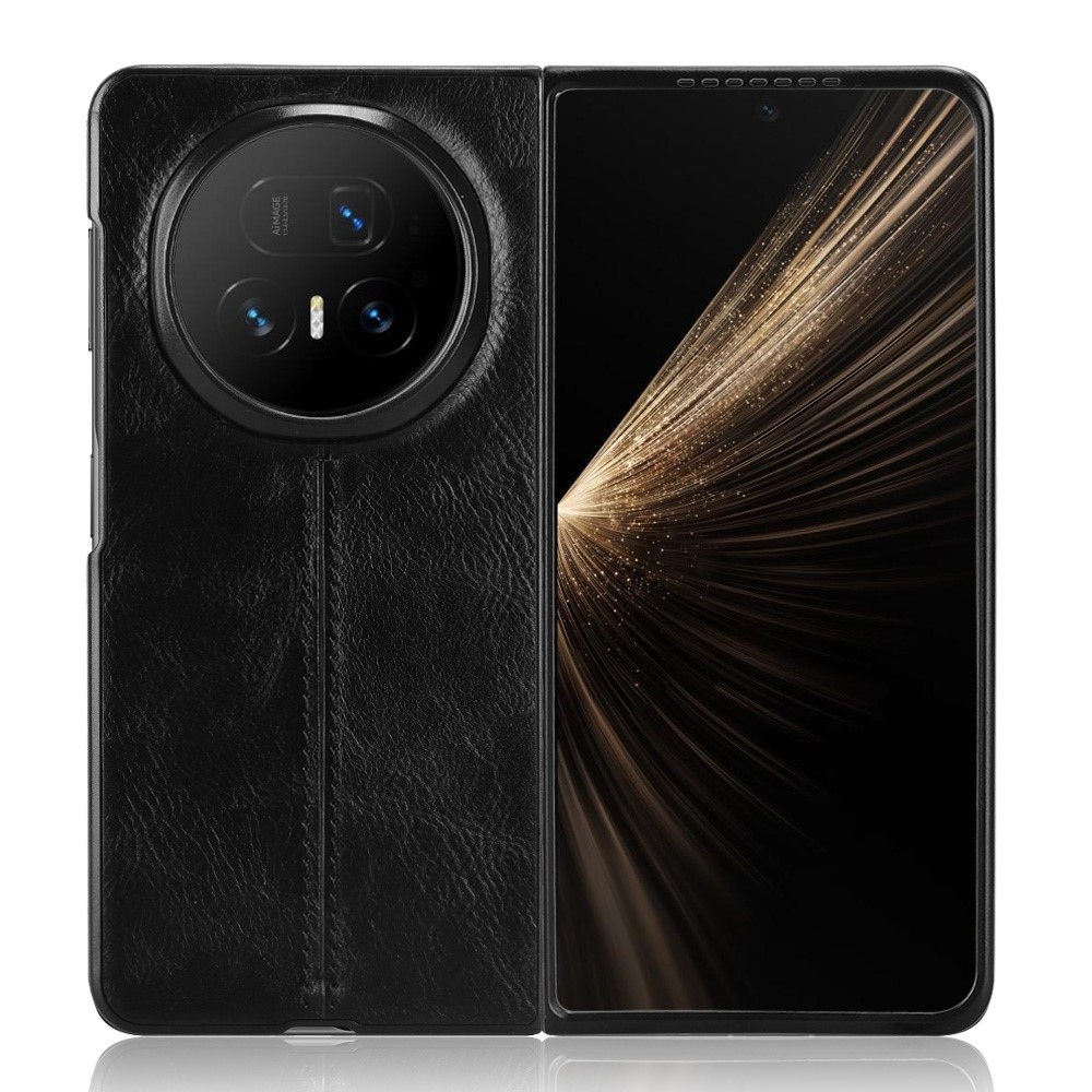 Stitchi műanyag tok műbőrrel borítva Honor Magic V5 készülékhez - fekete