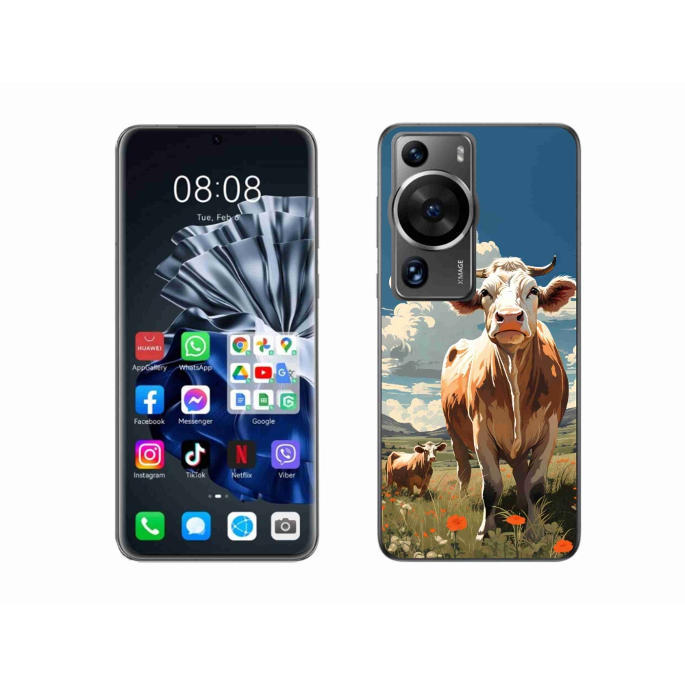 Gél borítás mmCase a Huawei P60 Pro számára - tehenek a réten